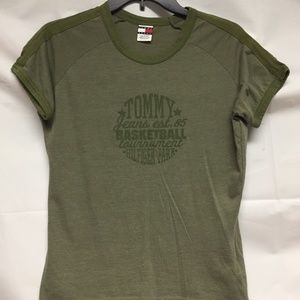 Tommy Jeans Logo Womens XL Olive Green T-Shirt